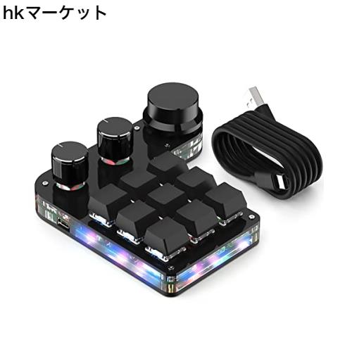 SIKAI CASE 新型番 片手キーボード プログラマブルキーボード メカニカルキーボード 9キー【有線接続 RGB付き ノブ3個 18キャラクタ 6連の通販は