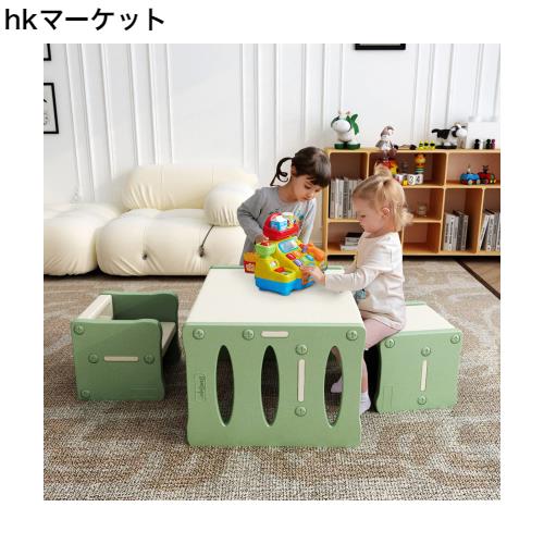 BanaSuper 子供用テーブルと椅子3点セット アクティビティ デスク チェア プラスチック 多機能 収納 家具 リビング学習/絵かき/ダイニンの通販は
