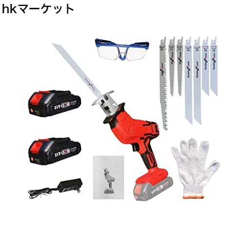 電動のこぎり 充電式 レシプロソー 電動ノコギリ 無段変速 21V 1500mAhバッテリー2個搭載（マキタ バッテリー互換）バッテリー残量表示 の通販は 16,187円