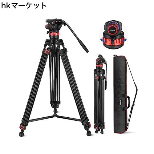 NEEWER 189cm ビデオ三脚 調節可能なダンピング/フルード雲台/デュアルモードQRプレート付き 全金属 大型三脚 コンパチブル DJI RS ジン