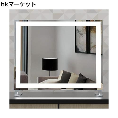 BEAUTME 化粧鏡 女優ミラー 卓上/壁掛け両用 ハリウッドミラー 3色照明モード 明るさ調節可能 (485×140×405mm)