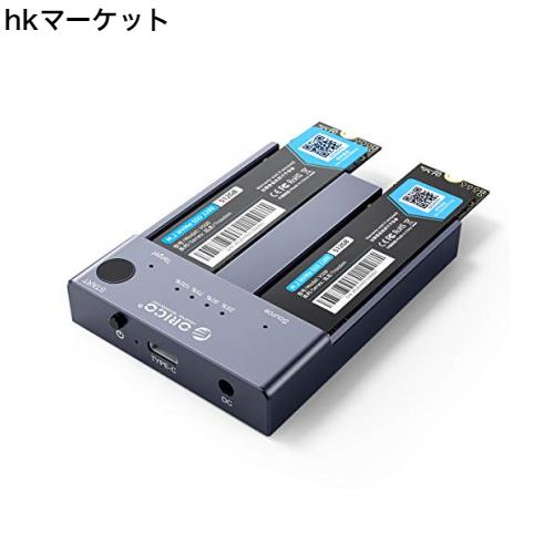 【クローン機能】ORICO USB-C NVME M.2 SSDケース 2ベイ コピー機能付 USB3.1 外付けケース M-Key / B&M Key(Nvmeのみ)に対応 USB 3.1