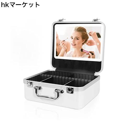 FENCHILIN コスメボックス メイクボックス 鏡付き 化粧箱 コスメ収納 化粧品 メイク道具 調光調色可能なLEDライト付きミラー メイクアッの通販は