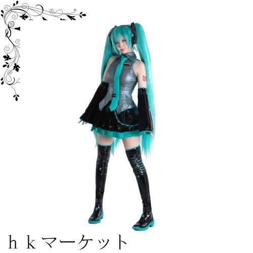 【COSPLEE 】初音ミク cosplay MIKU はつね 制服 セットこすぷれ エナメル革製と布地 コスチューム Cosplay 衣装 仮装 スカートとパンツ の通販は