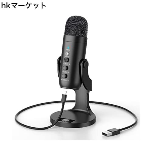 マイク コンデンサー マイク USB マイク PC マイク 卓上マイク 単一指向性 エコー機能付き 会議用 ゲーム 実況 マイク タブレット PC用録の通販は 5,576円