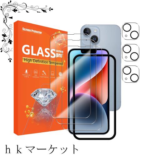 その他家電 seninhi [3+3Pack] for iphone 14 Plus 6.7inch Screen Protector 3Pack + Camera Lens Protector 3Pack, Tempered Glass Screen Protect
