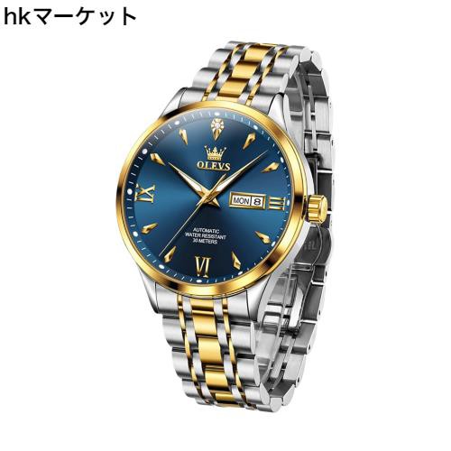 OLEVS 腕時計 メンズ 機械式ムーブメント 自動巻き 手巻き うで時計 防水 夜光 日付け ステンレス プレゼント Watch for manブルの通販は