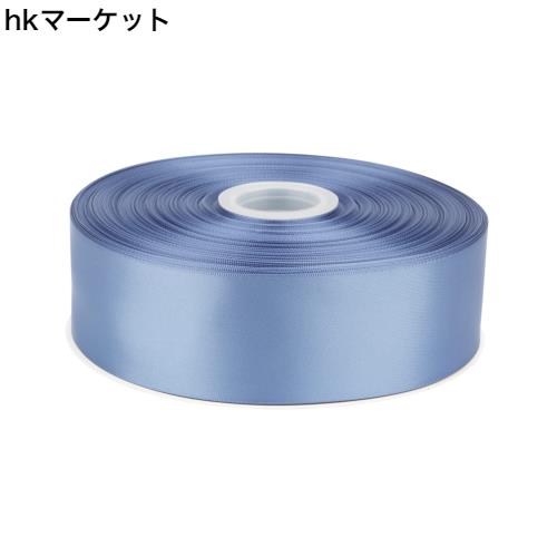 Fondersy 91メートルのスモークブルーい両面サテンリボン -50mm幅 ウェディング、ギフトラッピング、花のアレンジメント、クラフト用の通販は