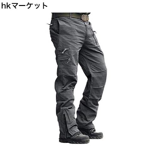 [TACVASEN] アウドトアウェア メンズ 作業用 サバゲー 春服 ストレート 釣りウェア 裾ジップ スキーパンツ 耐磨耗 ミリタリー グレー 3XL