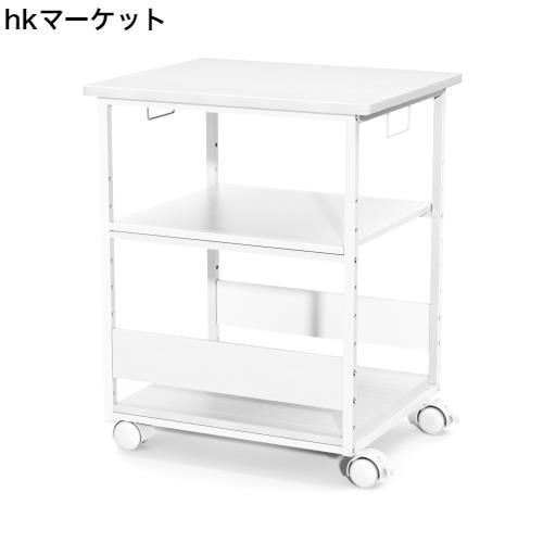[W60*D50*H70cm]プリンター台 キャスター付き パソコンラック 中棚高さ9段階調節 両側取っ手付き pcワゴン オーディオラック デスク下 収の通販は