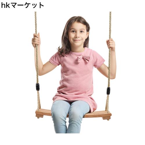 AnExer 木製ブランコ 欅の木 子供と成人用 吊り下げ スイング ロープ&カラビナ付き シートサイズ42*20cm 耐荷重100kg 頑丈 耐久性あり の通販は 6,272円