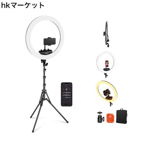 NEEWER プロな18インチリングライトとスタンドキット スマホホルダー付属 超薄型 ソフトな照明ライト 女優ライト 45W 2900K-7000K TLCI98