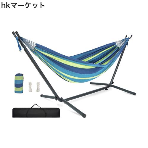 TORIBIO ハンモック 自立式 超広い ダブル 耐重荷 高さ調節 簡単な組み立て 吊り下げ可能 室内 室外 グリーン