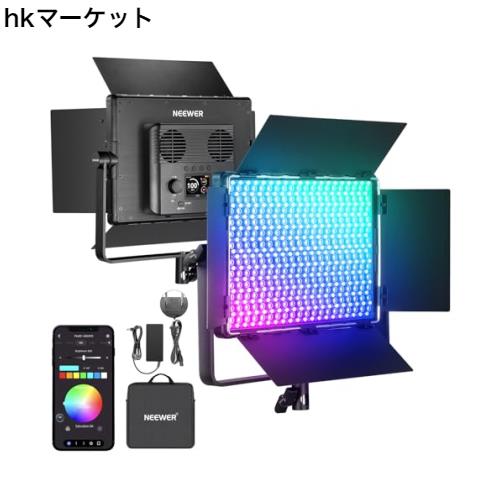 NEEWER PL60C RGB LEDビデオライトパネル APP/2.4G/DMX制御 60W 23000Lux/0.5m 2500K-10000K RGBCW プロ写真スタジオ照明/18 シーン/V バ