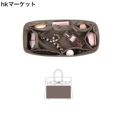 KINGS IN BAG バッグインバッグ 高級軽量収納バッグ サテンバッグインナー バーキン適用 Birkin25/30/35（エトゥープetoupe、Birkin25）