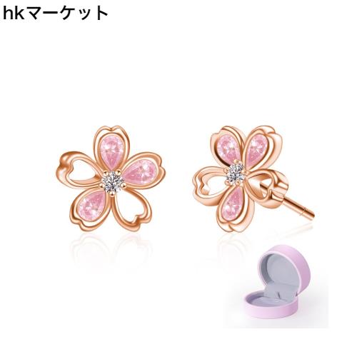 Naniwaai ピアス レディース 人気 上質ジルコニア 「桜の姫」 ピアス 金属アレルギー対応 シルバー925 ピアス 18金 ブラチラメッキ 可愛の通販は 5,778円