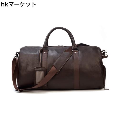 ボストンバッグ 本革 メンズ 大容量 トラベルバッグ 靴ポケット付き ゴルフ用 55cm レザー 旅行バッグ 底鋲付き 2泊3日 出張 帰省用