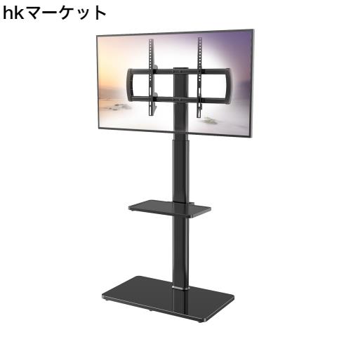 ユニバーサルフロアテレビスタンド マウント付き 80度回転 高さ調節可能 省スペース設計 ほとんどの27~65インチのLCD LED OLED TV 棚2枚