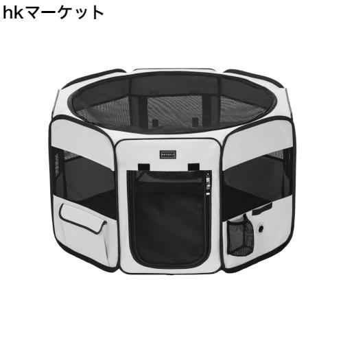 petsfit 猫の分娩室 折りたたみサークル 八角形 プレイサークル 犬猫兼用 メッシュ 屋根付き 屋内 屋外 収納バッグ付き L ホワイトの通販は