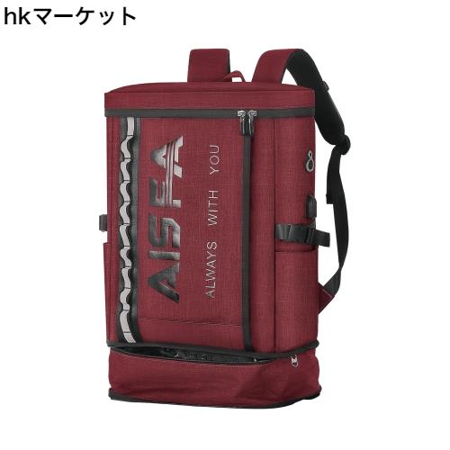 [AISFA] リュック メンズ リュックサック スクエア バックパック 防水15.6インチ PC ビジネス ラップトップバック USB充電ポート付き 30L