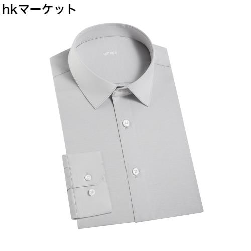 [Enshe] ワイシャツ 長袖 メンズ 超柔らかい ビジネス yシャツ ストレッチ スーツ 無地 形状記憶 ESZZ3025 (41#,グレー)