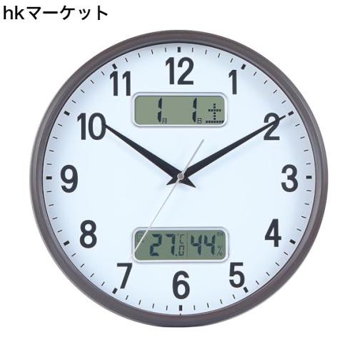 Nbdeal 掛け時計 電波時計 アナログ カレンダー 温度 湿度 表示 直径32cm 静音 連続秒針 ブラウンですLCD-Z8472の通販は
