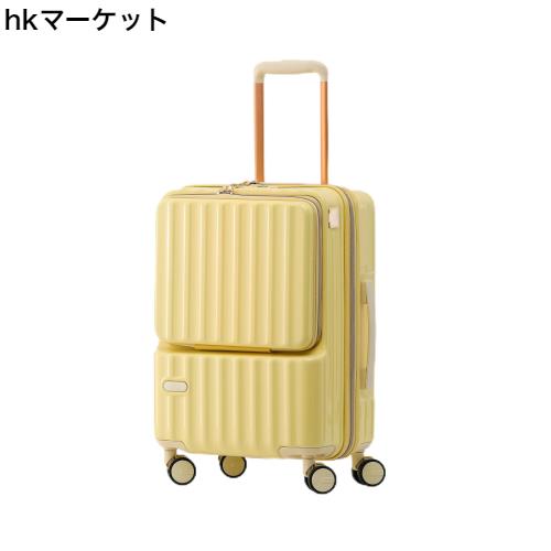 [GGQAAA] スーツケース 軽い トップオープン機能 綺麗いろ 女向き 飛行機持ち込みスーツケース 便利なスーツケース（） (Yellow, Mサイズの通販は