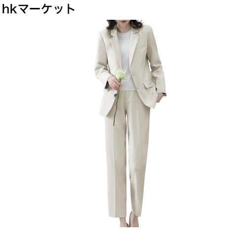 [Yino] イノ スーツ レディース セットアップ パンツスーツ 2点セット ジャケット＋ストレートパンツ ウエストゴム 洗える 着?せ おしゃの通販は