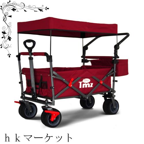 TMZ折りたたみ式全地形ガーデン車両、屋外キャンプキャンプ車両、取り外し可能なルーフ、伸縮式プルロッド、マルチスピード調整可能プッ