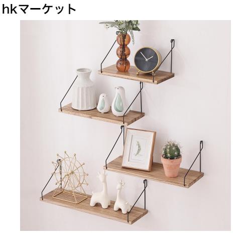 ウォールシェルフ 29+36+42+50cm 4点セット ウォールラックは壁を傷つけません ウォールマウント設置が簡単 レンタル 穴なし 天然木製装の通販は 5,042円