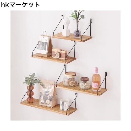 ウォールシェルフ 29+36+42+50cm 4点セット ウォールラックは壁を傷つけません ウォールマウント設置が簡単 レンタル 穴なし 天然木製装の通販は