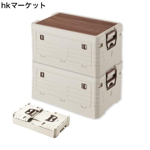 LongYi 収納ボックス 折り畳みコンテナ 木製の蓋付き 折りたたみ 収納ケース 取っ手付き コンテナ ボックス キャンプ 大容量 アウトドア の通販は