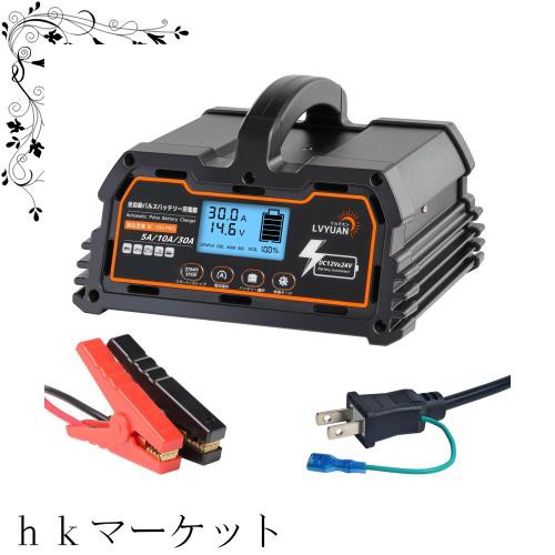 リョクエン（LVYUAN）【正規品】 全自動パルスバッテリー充電器 30A 【7月新登場】 12V/24V鉛/12Vリチウム電池両用 パルス充電器 パルスの通販は