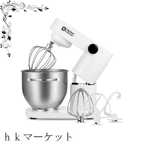 Kitchen in the box スタンドミキサー 5L大容量 3種類アタッチメント 6段階スピード調節 卓上型ミキサー 混ぜる/練る/泡立てる 一台三役 