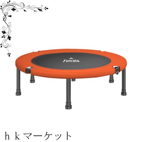 Fuwata トランポリン 室内用 大人用 子供用 大型102cm 耐荷重150kg 静音 折りたたみ ダイエット 家庭用 6本脚 (ブラック+オレンジ)