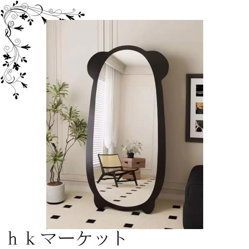 異形で す全身鏡 姿見鏡 スタンドミラー アルミ合金フレーム おしゃれ 小熊さんです 折りたたみ 壁際です 両用 ウォールミラー 全身ミラの通販は