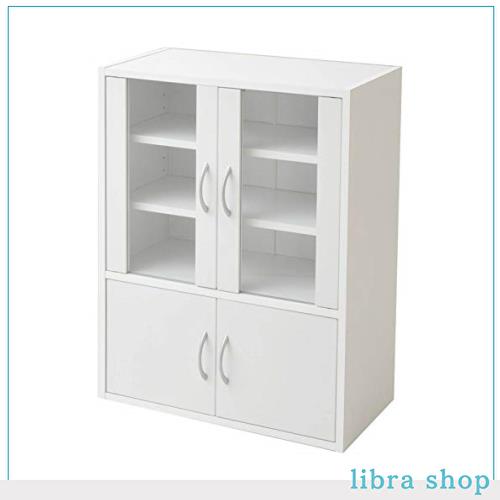 山善(YAMAZEN) 食器棚 ホワイト 幅60高さ80cm ロータイプ マグネット式 棚板可動 食器 キッチン 収納 CCB-8060(WH)の通販は