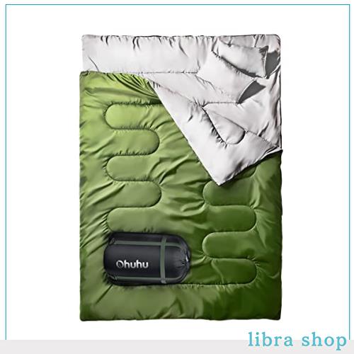 Ohuhu 寝袋 2人用 封筒型 夏用 冬用 210T防水 シュラフ キャンプ用品 丸洗いok ファミリ 2 in1 連結解体可能 最低使用温度 7℃~20℃ 車中の通販は