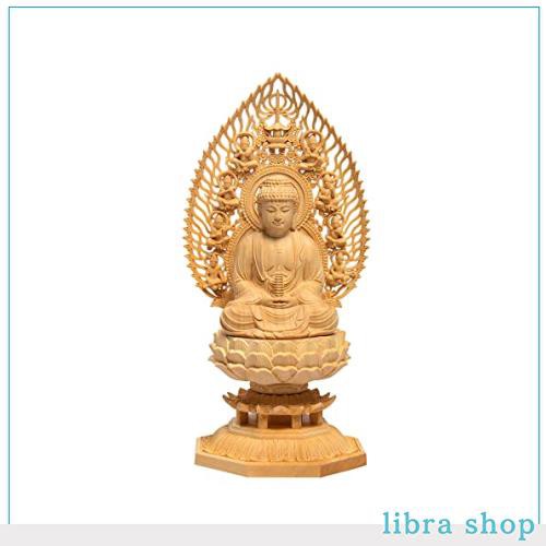 繁樓藝雕 仏像 薬師如来 仏壇仏像 置物 桧木製 無病息災 風水 祈る 厄除け 飛天光背 八角台座 （高さ28cm×巾12cm×奥行12cm）の通販は