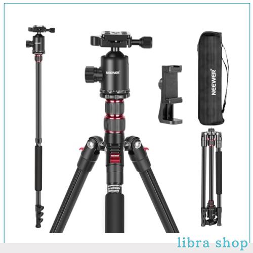 NEEWER カメラ三脚一脚 197cm DSLRカメラ用 360度ボールヘッド 2軸センターポール Arca型 QRプレート付き コンパクト アルミ合金製 軽量
