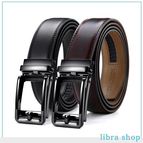 [CHAOREN] 二本セット ベルト メンズビジネス 紳士ベルト スーツベルト 男性ギフト ベルト オートロック 無段階 (黒/ブラック, メンズベの通販は 5,096円