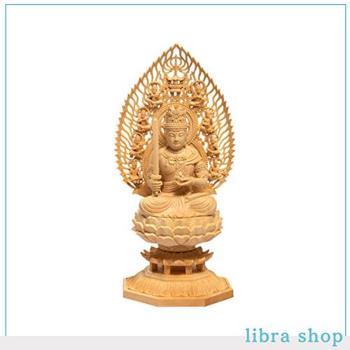 繁樓藝雕 仏像 虚空蔵菩薩 仏壇仏像 置物 桧木製 木彫り 飛天光背 八角台座 丑年・寅年 開運十二干支お守り本尊 祈る 厄除け（高さ28cm×の通販は