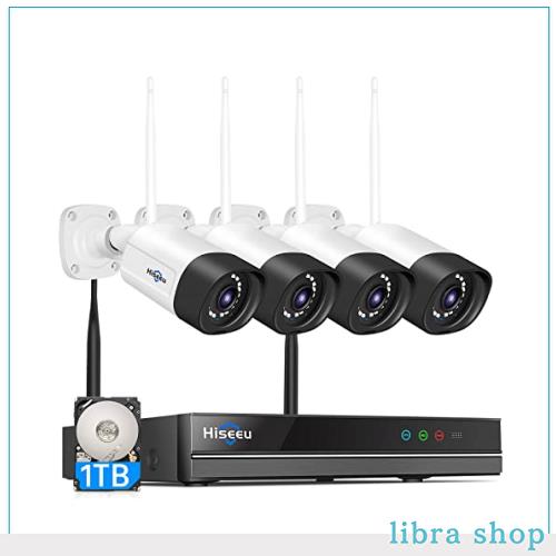 防犯カメラ ワイヤレスHiseeu 一体型NVR 1920P 500万画素 4台セット 1TBHDD内蔵 10チャンネルまで増設可 遠隔監視 双方向音声 防水等級ipの通販は 39,048円
