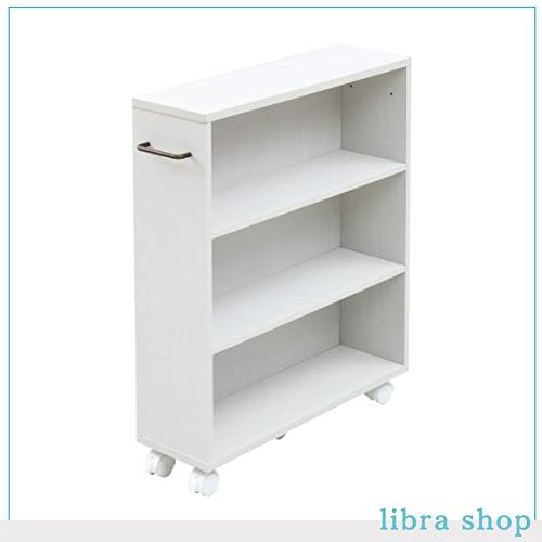 [山善] 本棚 スリム (キャスター付き 本棚) 幅58×奥行17×高さ68.5cm 取っ手左右付け替えOK コミック (まんが) 収納目安105冊 組立品 ジ