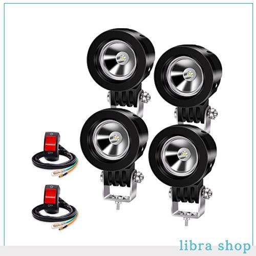 X-STYLE 10W バイク フォグランプ 白 ヘッドライト 補助灯 作業灯 ワークライト 12V 24V 高輝度 防水 長寿命 耐衝撃 汎用 車外灯 ホワイの通販は