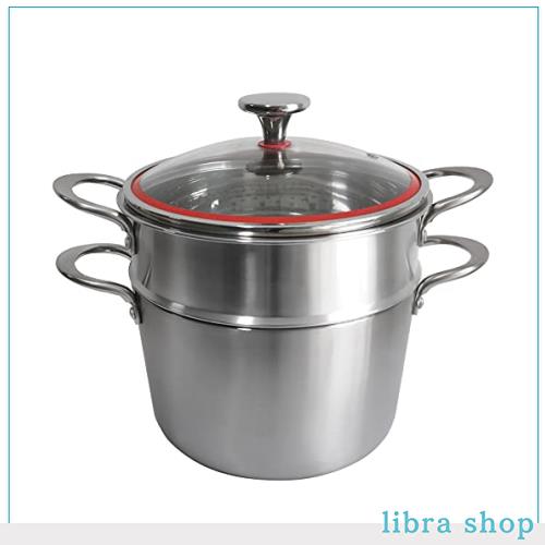 YOPO 蒸し器 両手鍋 22CM IH 鍋 全面三層鋼 高い熱伝導性 ガラス蓋付 無塗装 18-10ステンレス 長持ち 兼用鍋 ガス火 IH対応 食器洗機対応 7,120円