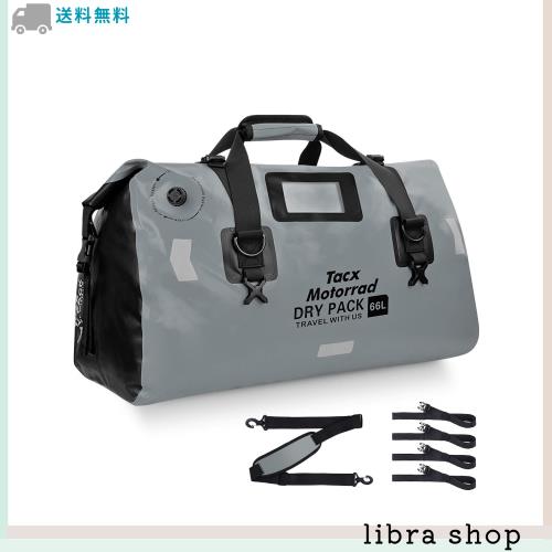 Tacx ツーリングバッグ バイク シートバッグ 防水バックバッグ 66L 専用固定ベルト・ショルダーベルト付き TAX927 グレーの通販は 6,570円