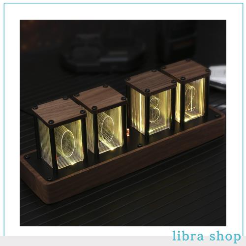 ニキシー管クロック 時計 擬発光管時計レトロモダン木製クロックの通販は