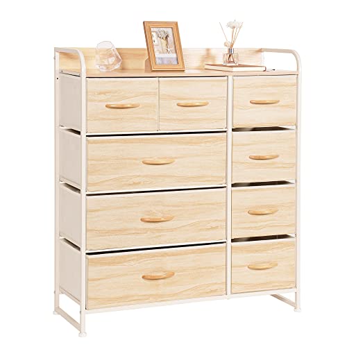 LYNCOHOME 収納 チェスト タンス 布製 引き出し ナチュラル 衣類収納 マルチ収納 転倒防止 低ホルム 4段9杯【幅87.5×奥行29×高さ99.5cmの通販は 9,551円