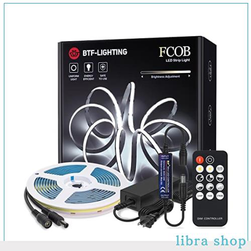 BTF-LIGHTING FCOB COB LEDテープライト 高密度 フレキシブル LEDテープライト 5M 336LEDs/m 昼光色 6000K 幅8mm ストリップライト RF調